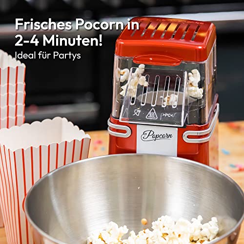 Gadgy Popcorn Maschine groß - Retro Popcorn Maker 5 L - Popcorn Maker mit Antihaftbeschichtung und abnehmbarer Heizfläche - Popkorn Maschine rot - Popcornmaschine 800W - Popcorn machine