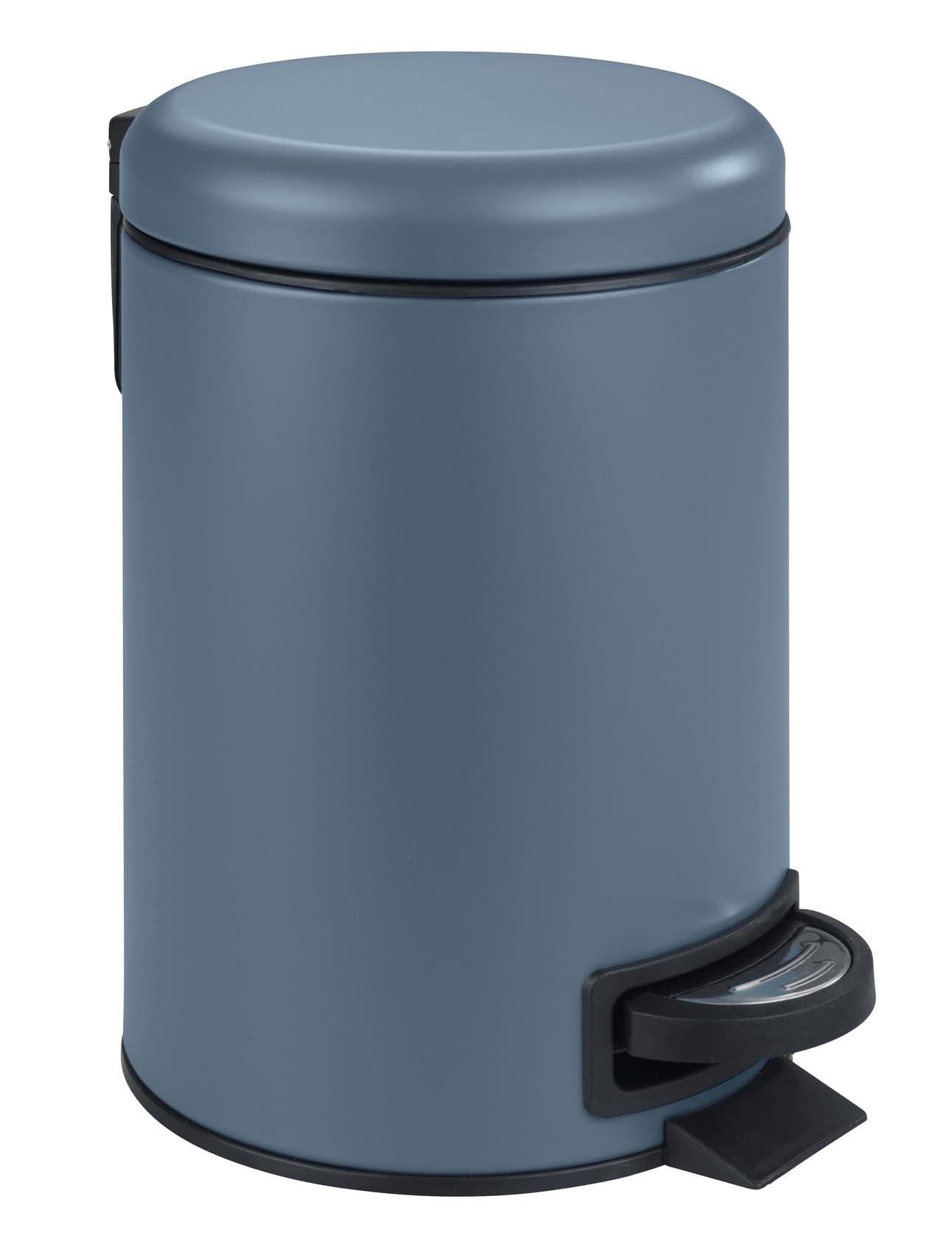 WENKO Treteimer Mod. Leman 3 Liter mit herausnehmbarem Einsatz aus lackiertem Stahl ideal für Badezimmer oder Küche 17 x 25 x 22,5 cm Schwarz matt
