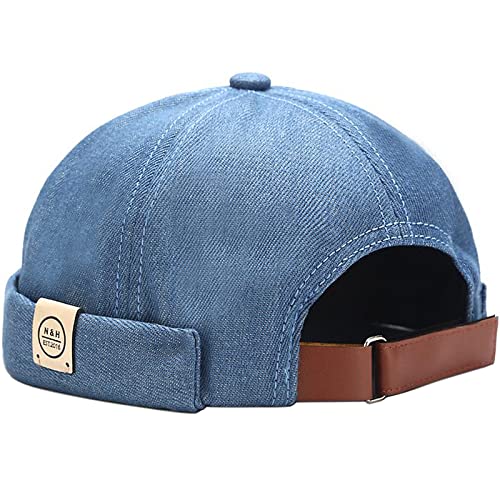 XYIYI Herren Dockermütze Brimless Hat Schädelkappe Arbeiter Matrosenmütze Gerollte Manschette Retro Beanie Mütze