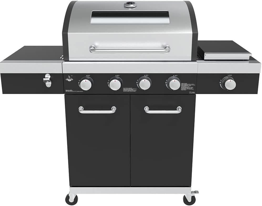 Gas grill "KINGSTON" by El Fuego® | 4 + 1 burners | Infrared burner | 2 burners + 2 high-performance burners | LED lighting | with viewing window | Stainless steel burner | incl. cover | AY 505
