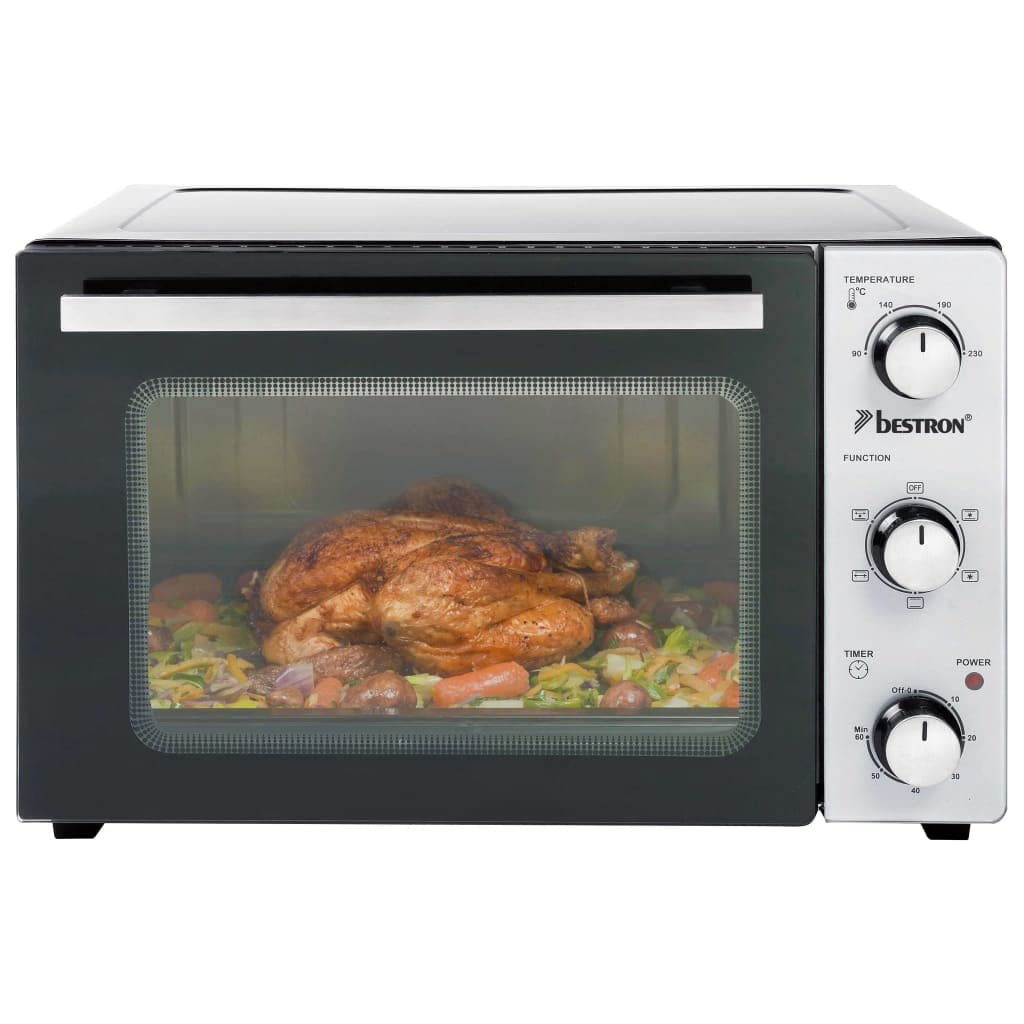 Bestron AOV9 Kompakter Mini-Backofen mit Ober-/Unterhitze, 9 Liter, 800 Watt, Schwarz