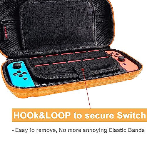 daydayup Tasche Kompatibel mit Nintendo Switch und New Switch OLED, Harte Tragetasche Hülle Case für die Nintendo Switch, Schutzhülle mit Aufbewahrung für 20 Spiele, Konsole & Zubehör - Schwarz