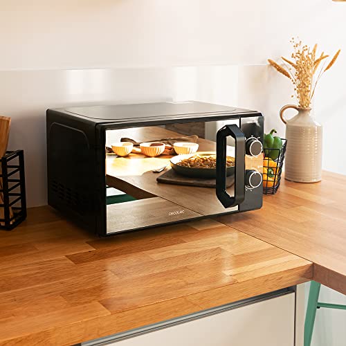 Cecotec Mikrowelle Pro Clean 5110 Inox. 700 W, Grill 800 W, 20 L, Ready 2 Clean, Beschichtung 3D Wave Frontspiegel, 8 Programme,60 Min Timer, LED, Edelstahl In Silber Schwarz
