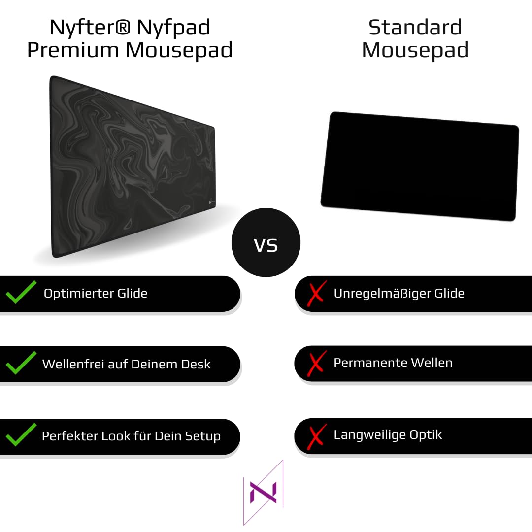 Nyfter - Liquid Gaming Mousepad 1200x600x3mm 3XL mauspad Gaming Premium Mauspad XXXL Wasserabweisend für Pro-Gamer