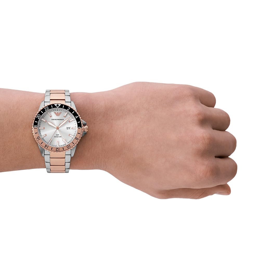 Emporio Armani Uhr für Herren, Quarzwerk und 42mm Gehäusegröße mit Edelstahl-, Leder- oder Silikonarmband