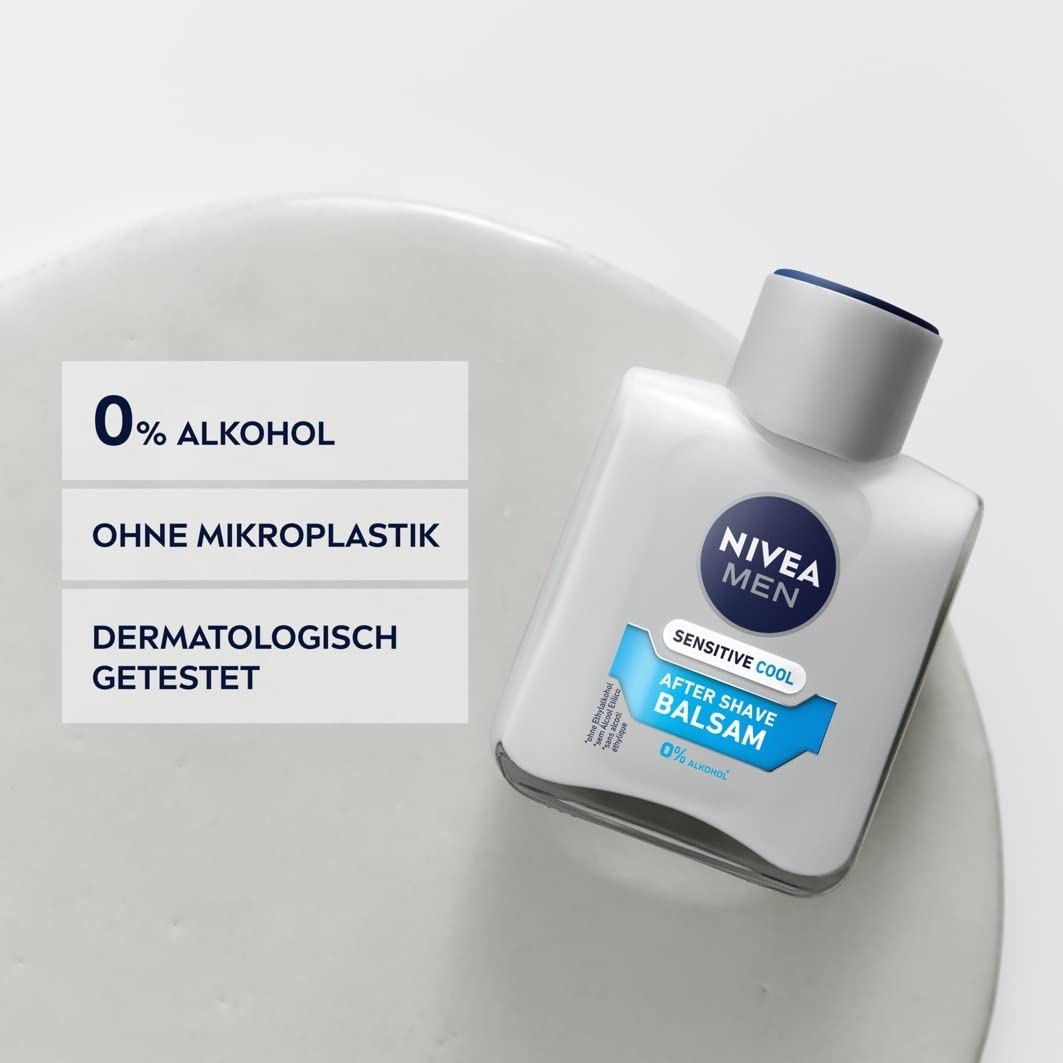 NIVEA MEN Sensitive Cool After Shave Balsam (100 ml), beruhigendes After Shave, Hautpflege nach der Rasur mit Kamille und Vitamin E