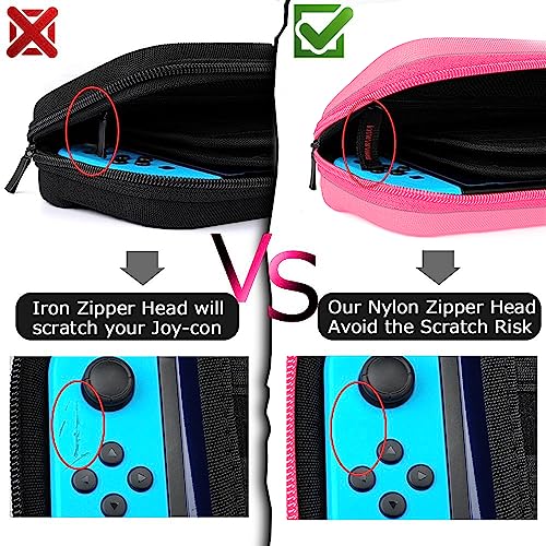daydayup Tasche Kompatibel mit Nintendo Switch und New Switch OLED, Harte Tragetasche Hülle Case für die Nintendo Switch, Schutzhülle mit Aufbewahrung für 20 Spiele, Konsole & Zubehör - Schwarz