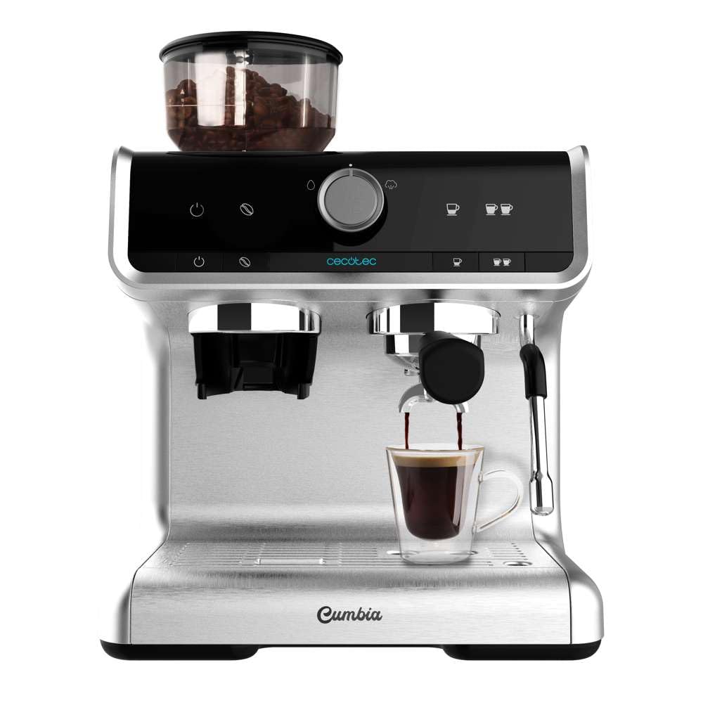 Cecotec Espressomaschine Barista Power Espresso 20 Barista Maestro, 2250 W, 20 Bar, Manometer und 2 Thermoblocks, Kaffeebohnenbehälter, 20-stufiges Mahlwerk, Dampfauslass