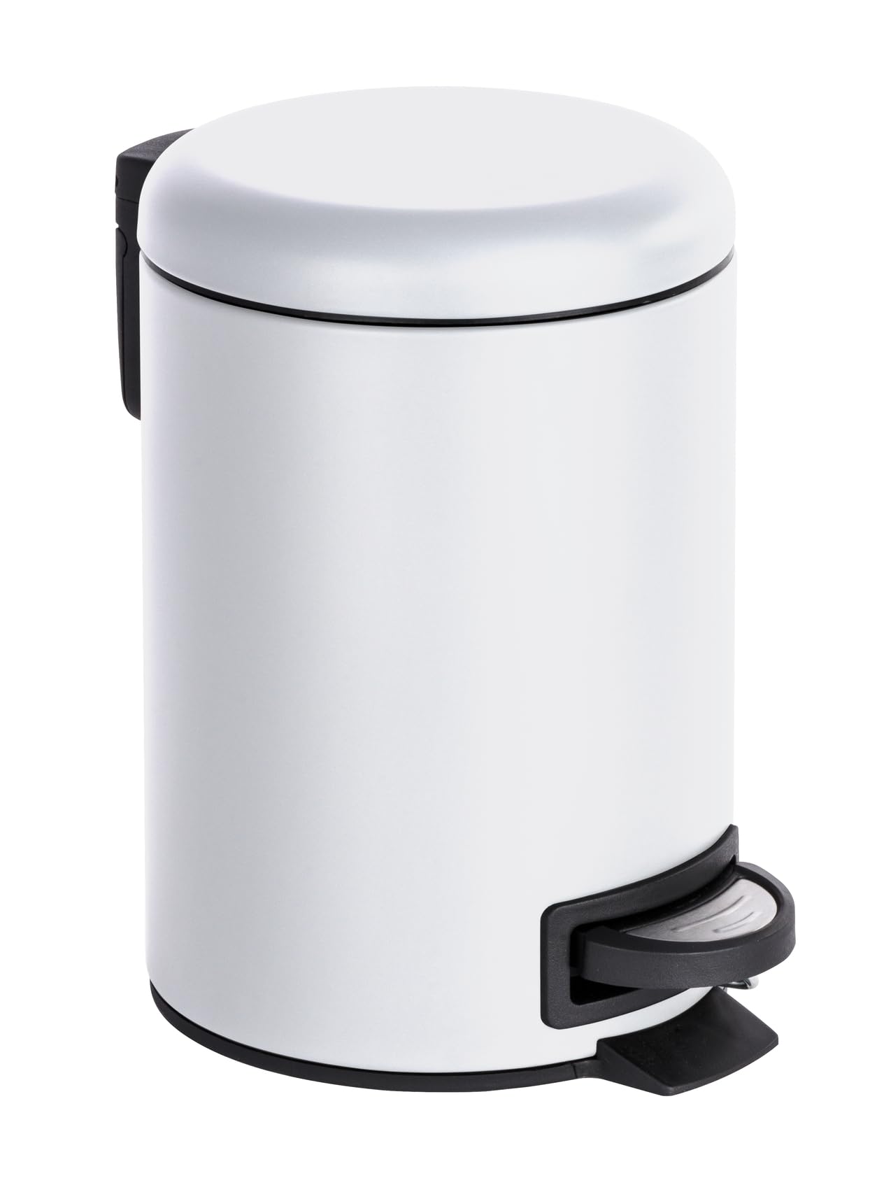 WENKO Treteimer Mod. Leman 3 Liter mit herausnehmbarem Einsatz aus lackiertem Stahl ideal für Badezimmer oder Küche 17 x 25 x 22,5 cm Schwarz matt