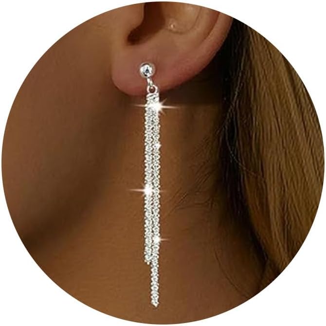 Meteorstarry 925 Sterling Silver Dangle Chain Earrings for Women