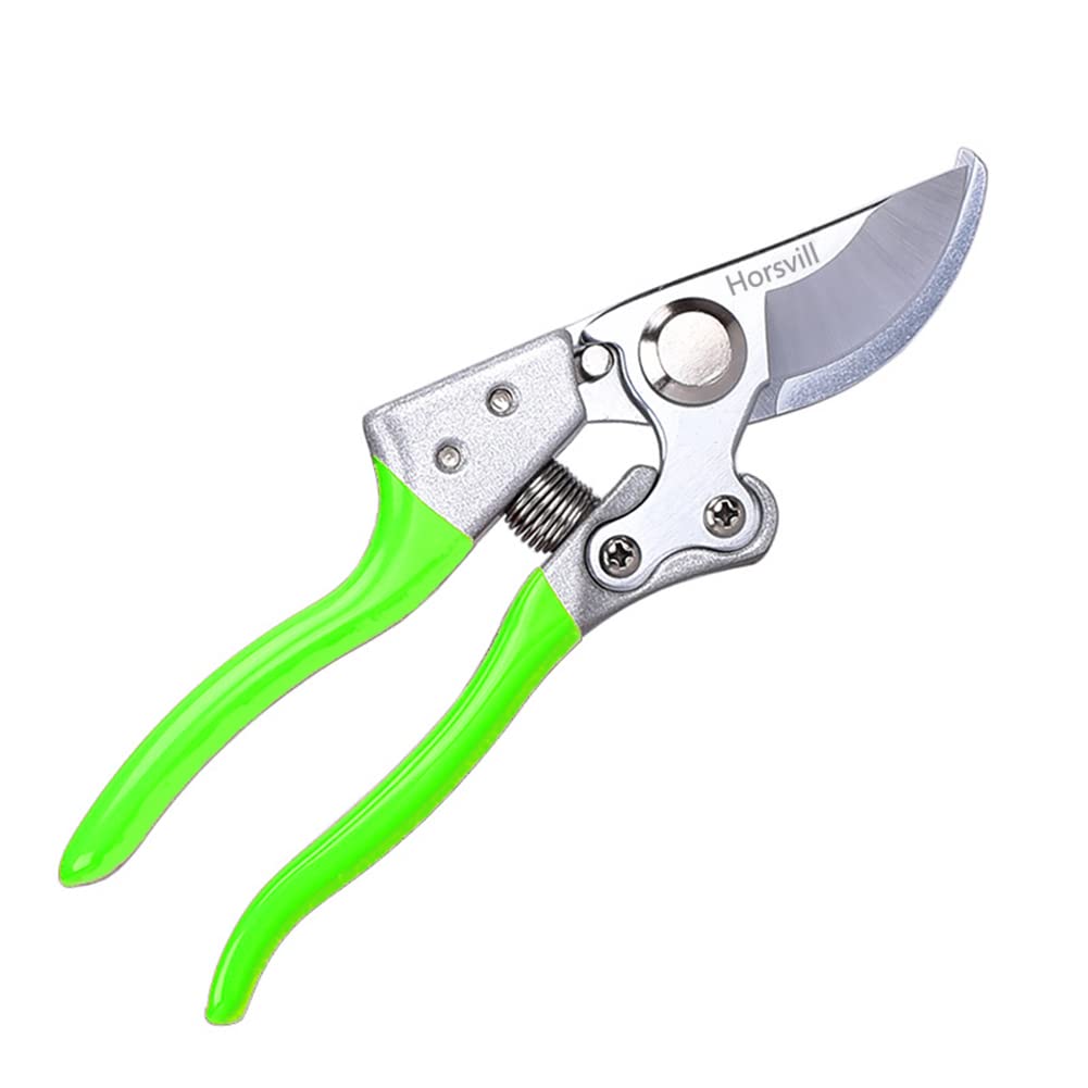 Horsvill Gartenschere, Gartenschere für die Gartenarbeit Heavy Duty, Japanische Gartenschere mit SK4-Stahl, Gartenschere für den Außenbereich, Bypass-Gartenschere, Heckenschere, Baumtrimmer (Grün)