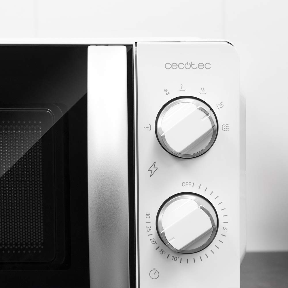 Cecotec Mikrowelle Pro Clean 5110 Inox. 700 W, Grill 800 W, 20 L, Ready 2 Clean, Beschichtung 3D Wave Frontspiegel, 8 Programme,60 Min Timer, LED, Edelstahl In Silber Schwarz