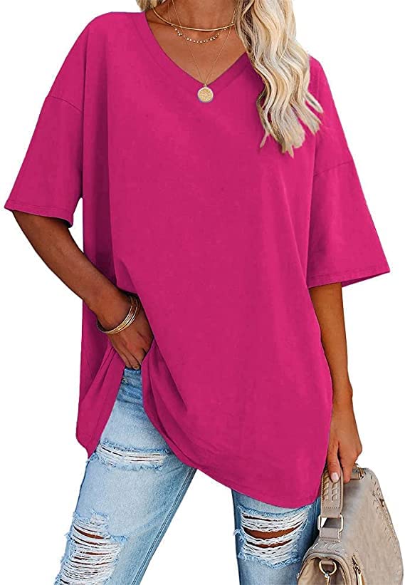 Ebifin Women's Oversized V-Neck T-Shirt