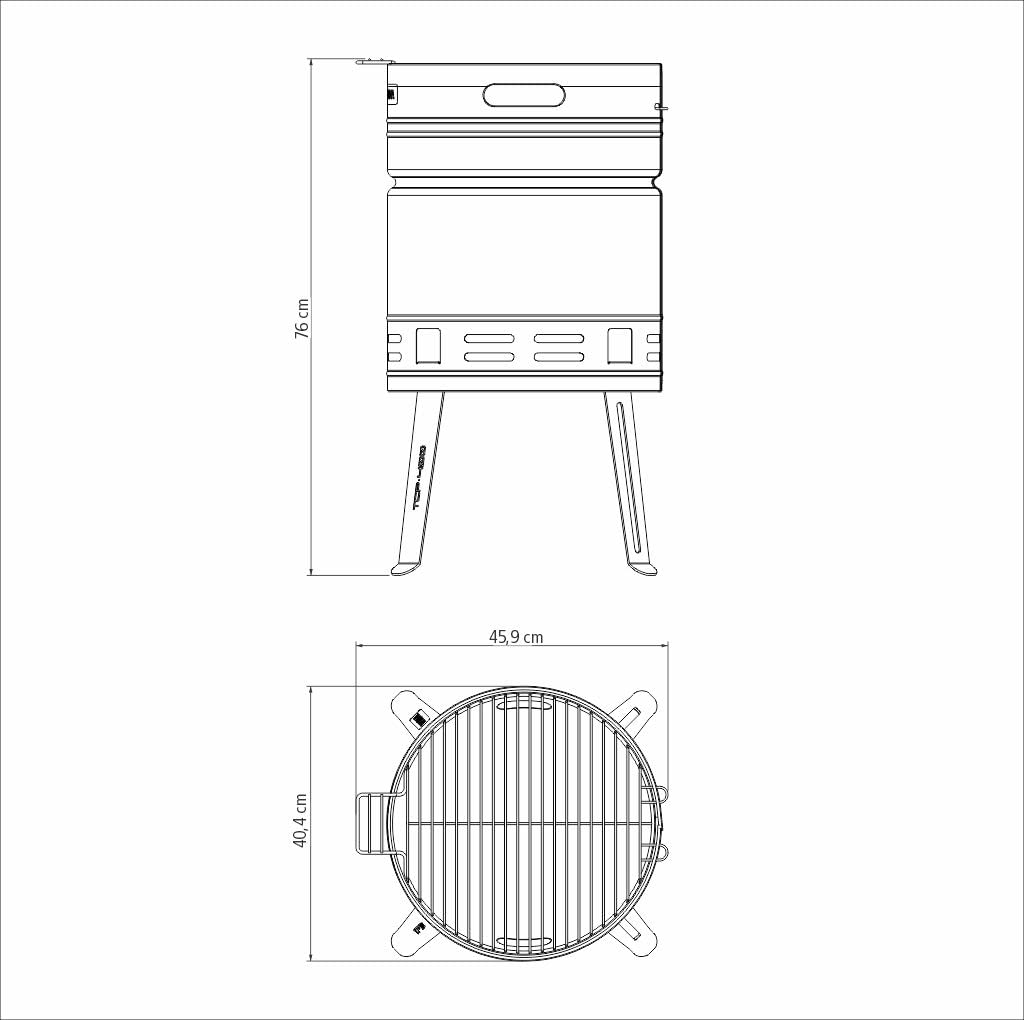 Tramontina Barbecue barrel, barbecue barrel, BBQ, charcoal grill, grill, stainless steel