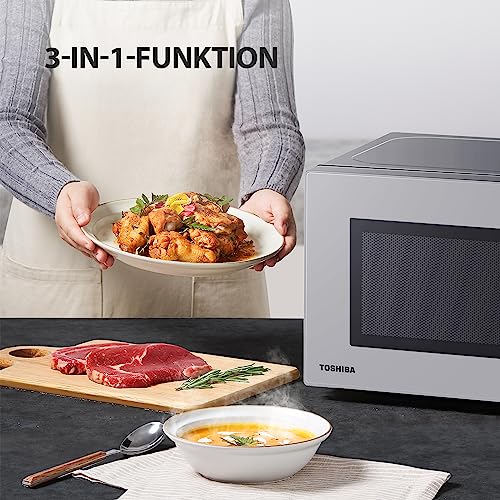 Toshiba MW2-MG20PF(BK)/GE Mikrowellenherd 800 W mit knuspriger Grill- & Kombigarfunktion, 5 Leistungsstufen, 1000 W Grillleistung, Schwarz