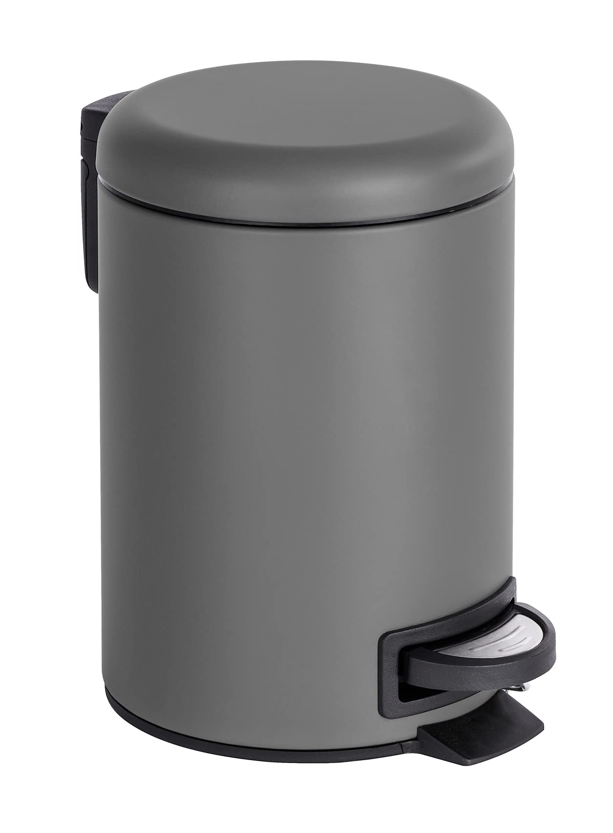 WENKO Treteimer Mod. Leman 3 Liter mit herausnehmbarem Einsatz aus lackiertem Stahl ideal für Badezimmer oder Küche 17 x 25 x 22,5 cm Schwarz matt