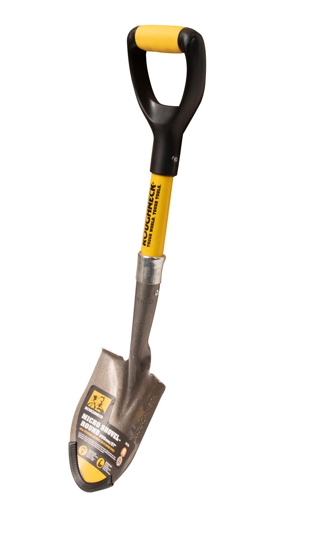 Roughneck Micro Schaufel (690 mm, zum Graben / Schaufeln auf engstem Raum, Klinge aus Karbonstahl, weicher Griff, Schaufel mit Trittkante, für Baustelle / Camping / Garten) 484170