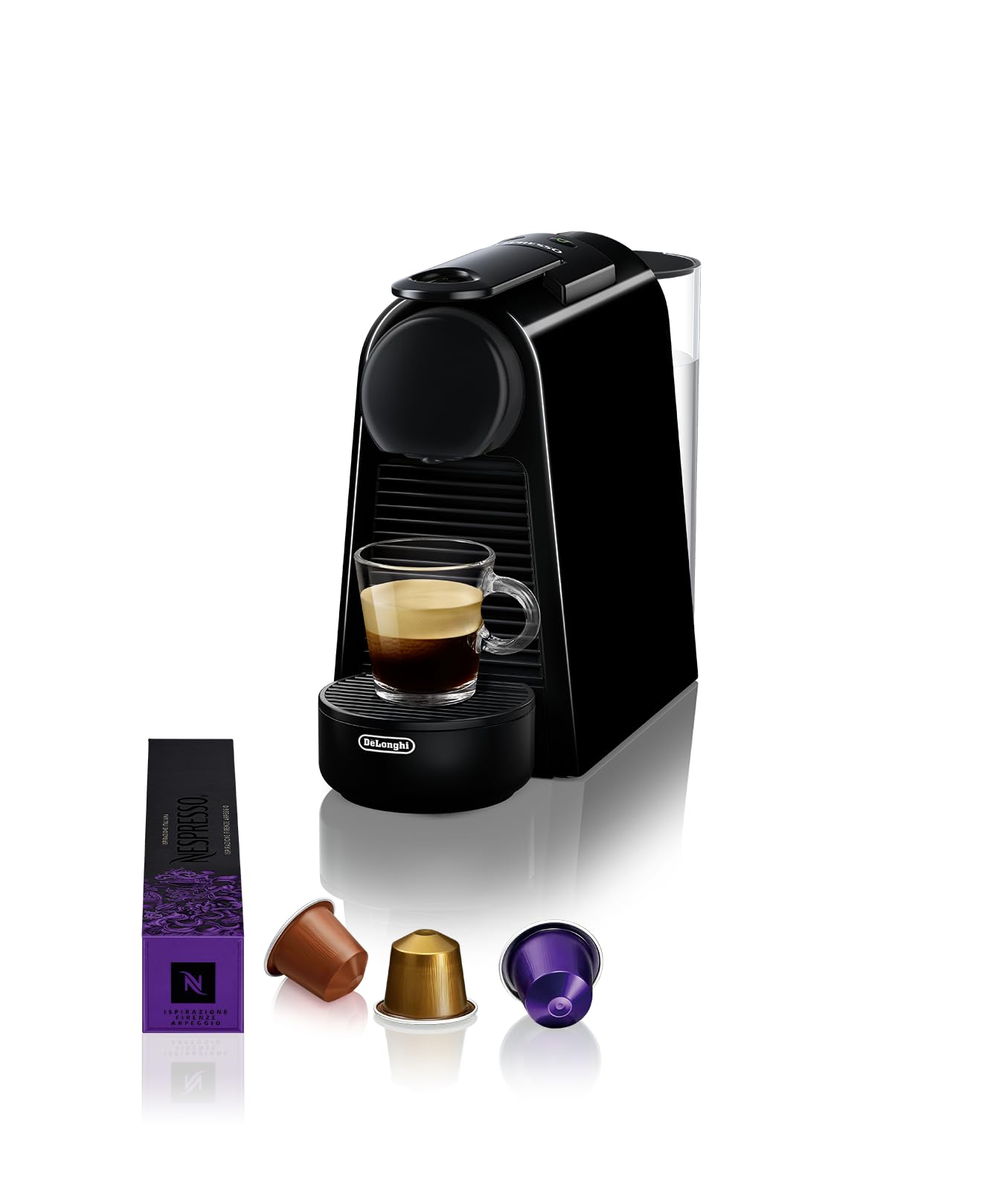 Nespresso De'Longhi Essenza Mini EN 85.R Kaffeekapselmaschine, Welcome Set mit 7 Kapseln in unterschiedlichen Geschmacksrichtungen, 19 bar Pumpendruck, Platzsparend, 0,6 l, Rot