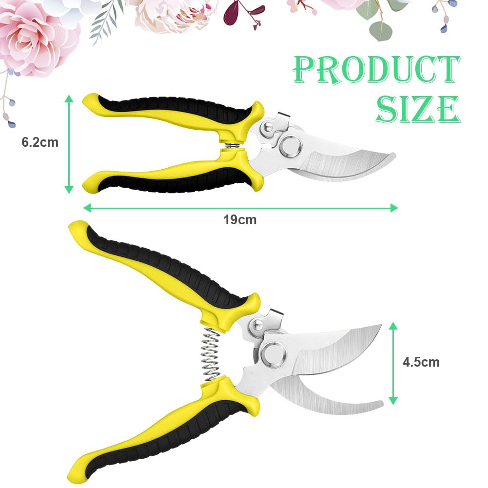OFFCUP Gartenschere, Bypass Baumschere Bequeme, Stahl-klingen Blumenschere Und Ein Paar Grüne Handschuhe, Antihaftbeschichtet Rebschere, Edelstahl-klingen Rosenschere Für Frische Äste Und Zweige