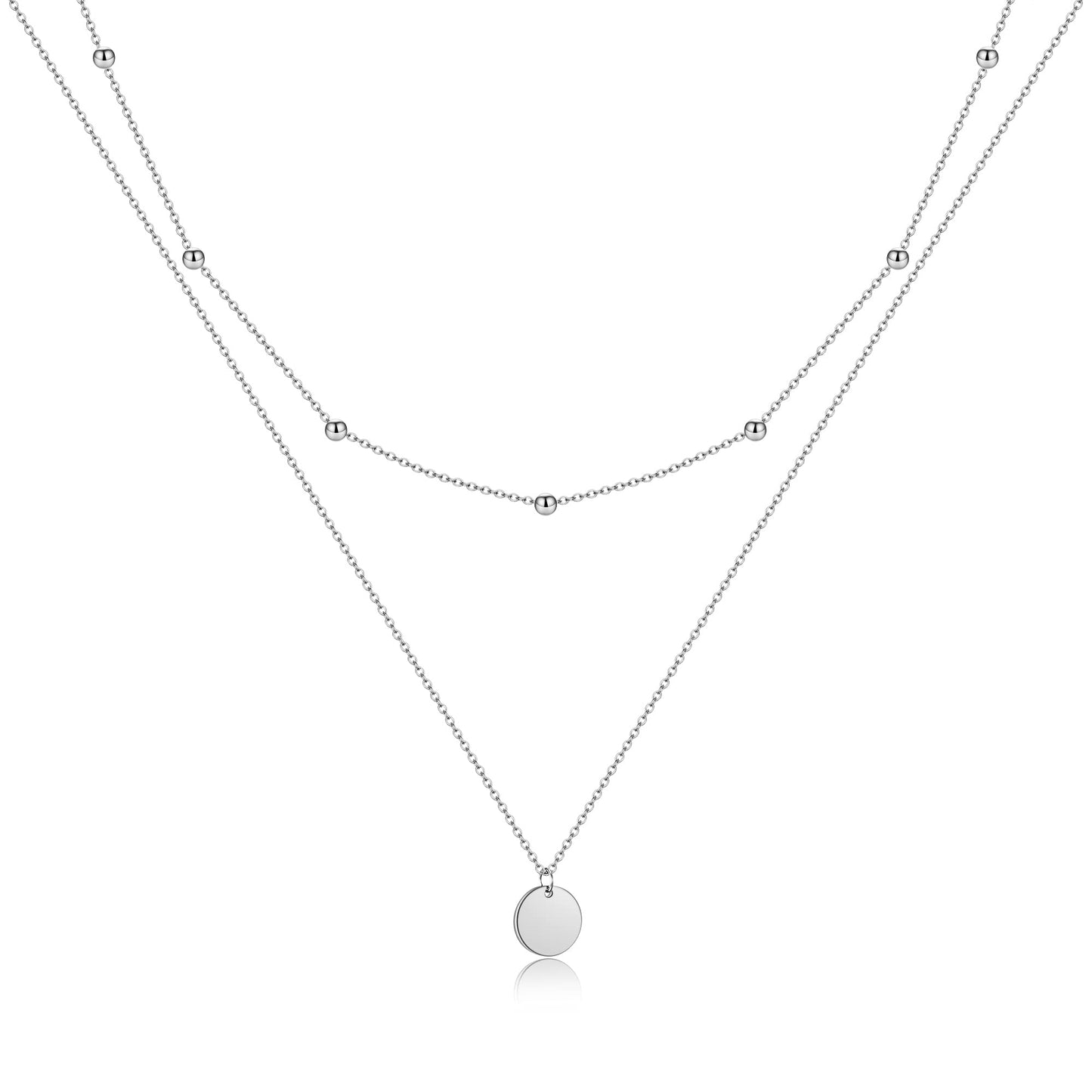 AFSTALR Layered Coin Pendant Necklace