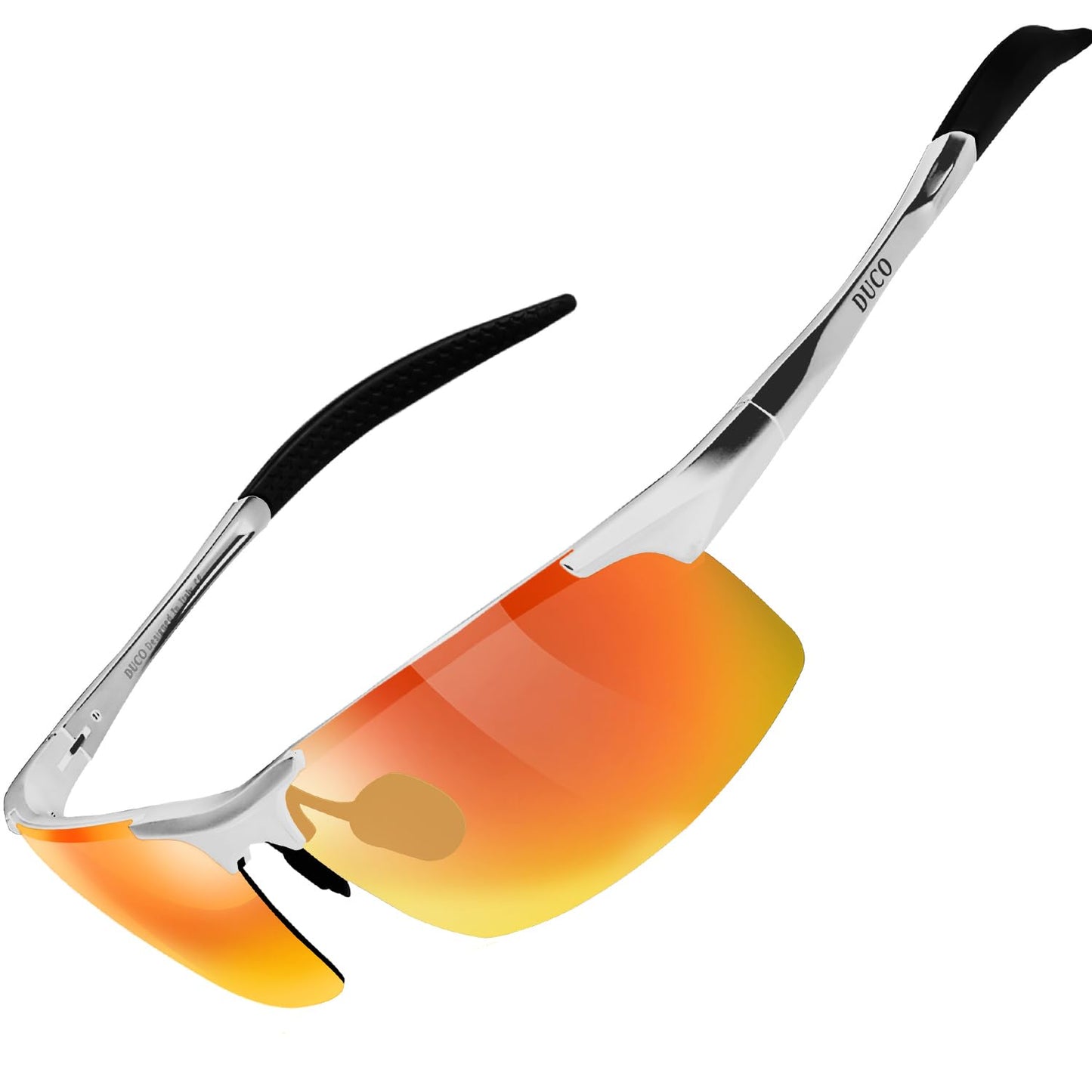 DUCO Herren Sportbrille Polarisierte Sonnenbrille Fahrerbrille Ultraleichte Al-Mg Metallrahmen UV400-Schutz Männer Sonnenbrillen 8177S