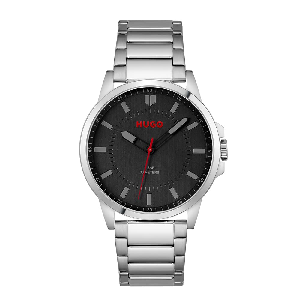 HUGO Analog Quarzuhr für Herren #Fast-Kollektion mit Edelstahl- oder Lederarmband