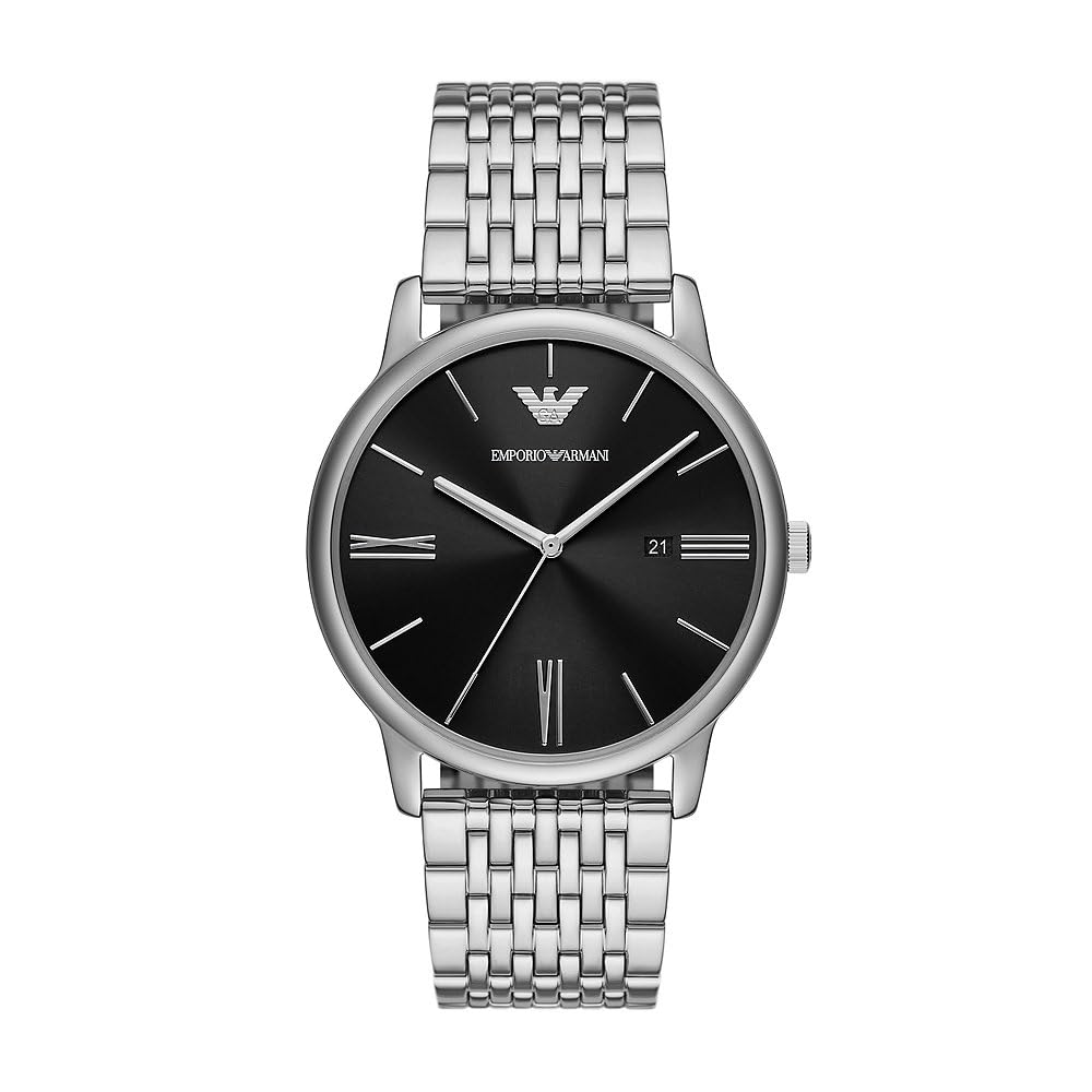 Emporio Armani Uhr für Herren, Quarzwerk und 42mm Gehäusegröße mit Edelstahl-, Leder- oder Silikonarmband