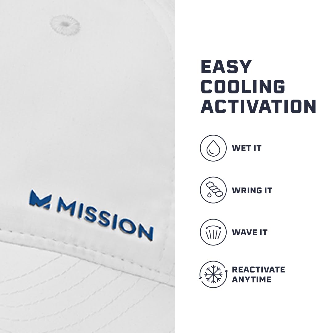 MISSION Cooling UPF Performance Hat - Unisex One Size Cap for Workouts, Golf & Running - Sweat & Water Activated Technology