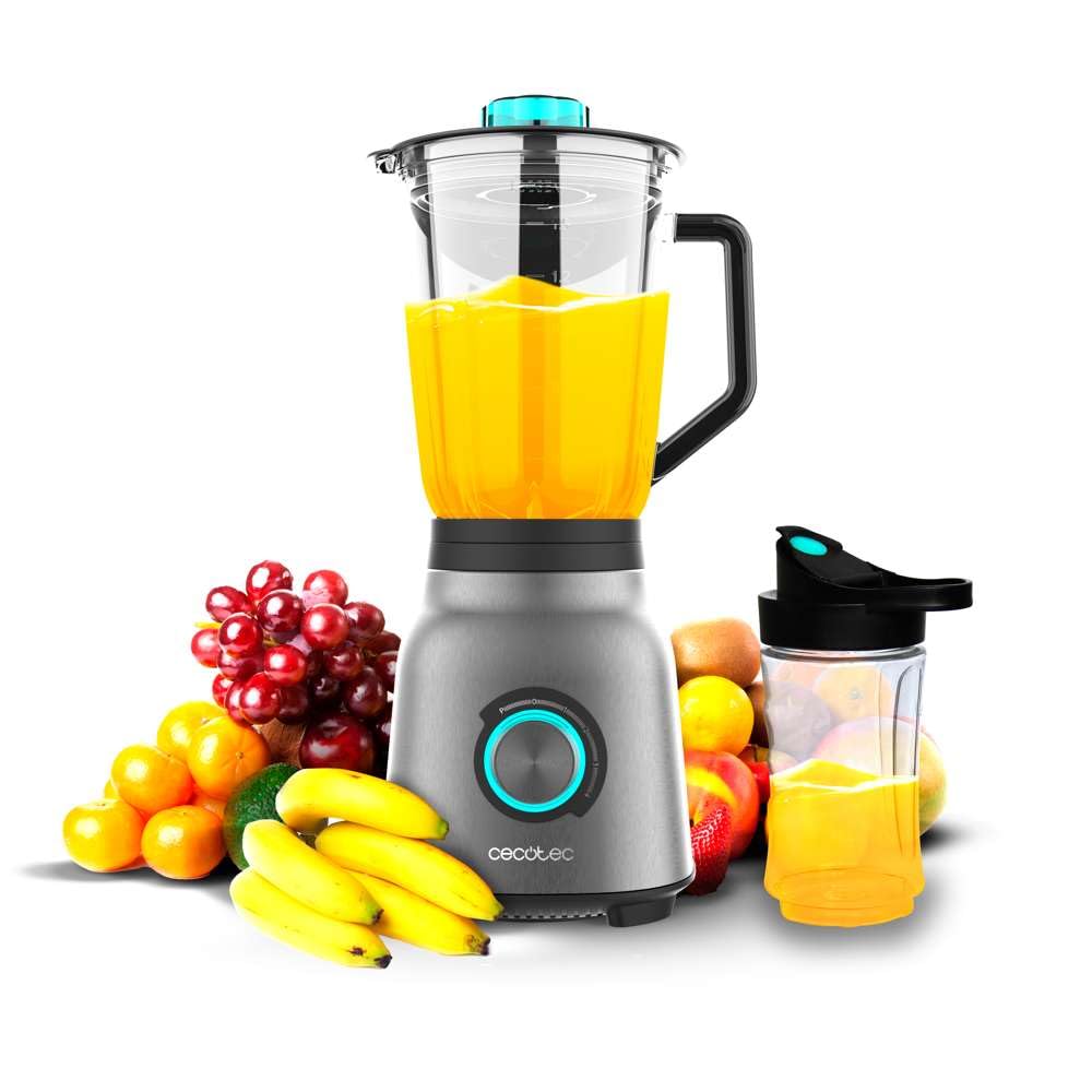 Cecotec Standmixer Power Black Titanium 1800MAX Blend It, 1800 W maximale Leistung, 5 Geschwindigkeiten, 6 Klingen aus Edelstahl, Ice-Crush-Funktion, Turbo- und Smoothie-Funktion, AutoClean-Funktion