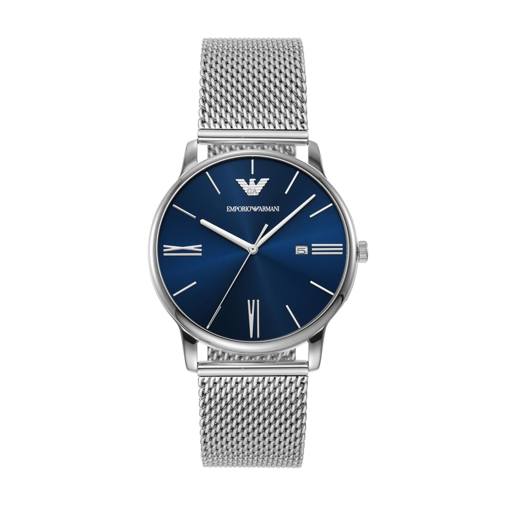 Emporio Armani Uhr für Herren, Quarzwerk und 42mm Gehäusegröße mit Edelstahl-, Leder- oder Silikonarmband