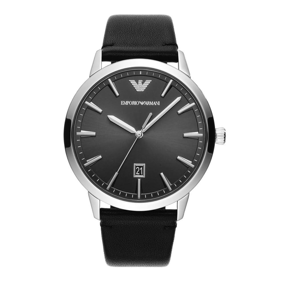 Emporio Armani men's watch with three hands, stainless steel, case size 43 mm