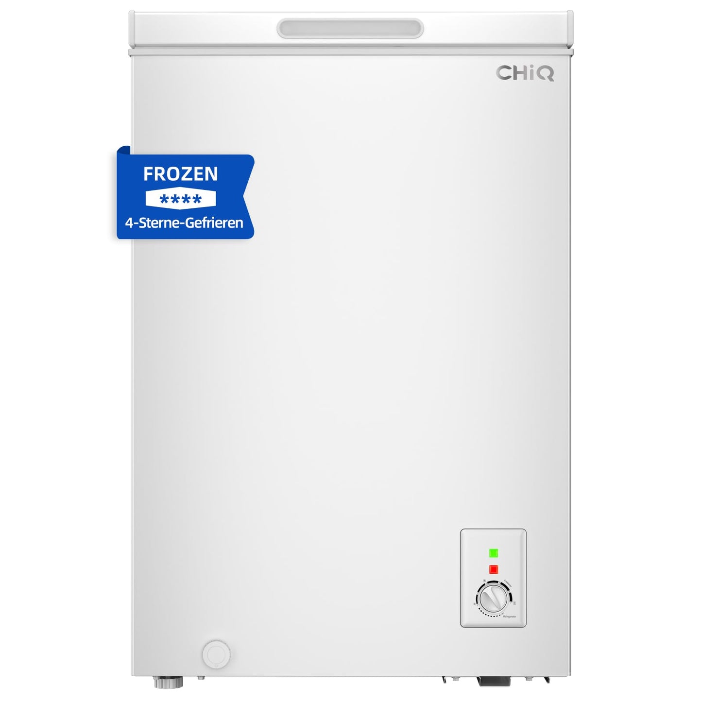 CHiQ Gefriertruhe 99 L, 54,5 x 47,6 x 83,5 cm, 4-Sterne-Gefrieren, Thermostatsteuerung, Drahtgestell, Schwebetür, Geräuscharm, Weiß
