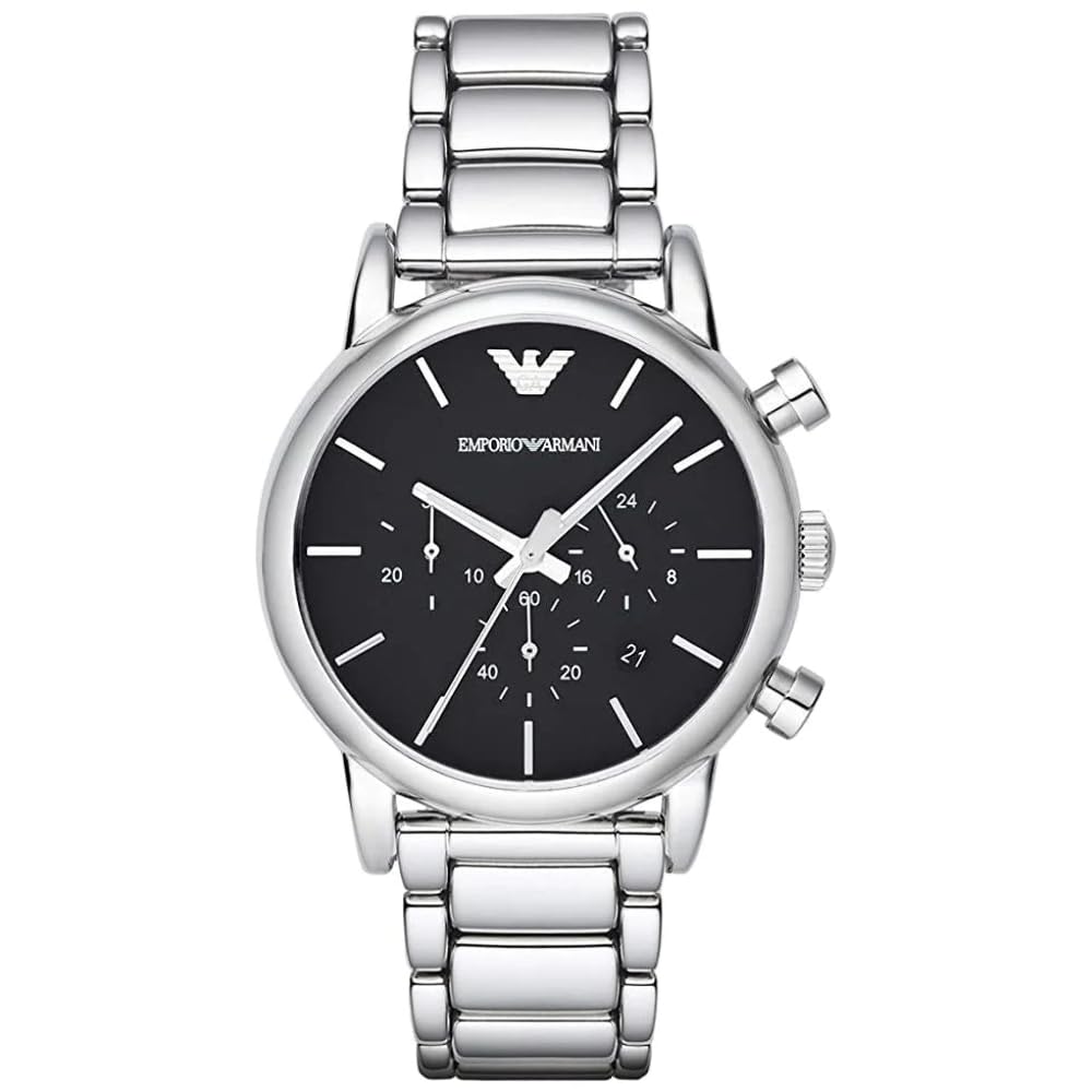 Emporio Armani Herren-Chronograph, Edelstahluhr, 41 mm Gehäusegröße