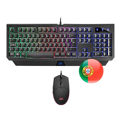 MARSGAMING MCP-RGB3, Pack Gaming Keyboard Fixed RGB + Gaming Mouse RGB Flow 3200 DPI + Headset Over-Ear RGB + XXL Mouse Pad, White, Portuguese Language
