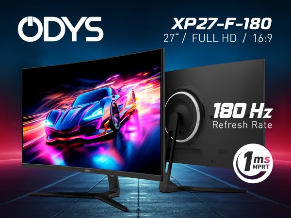 ODYS i27 Monitor - 27-Zoll-Bildschirm im rahmenlosen Design, Full HD, 100 Hz, mit HDR, IPS Panel, FreeSync, HDMI, USB-C, 3,5mm Audio