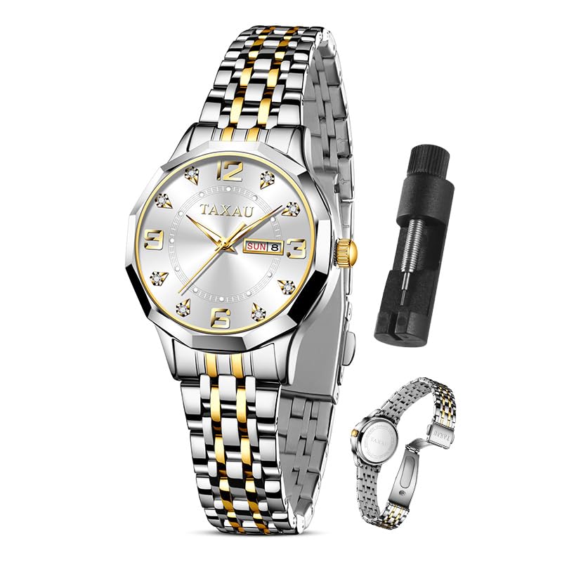 Taxau Uhr Frauen Luxus Edelstahl Uhren Frauen Kleid für Frauen wasserdichte Analog Quarz Damenuhren Klassische Reloj para Mujer