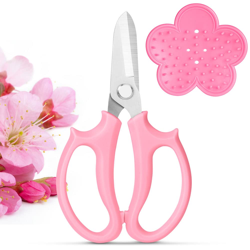 OFFCUP Gartenschere, Bypass Baumschere Bequeme, Stahl-klingen Blumenschere Und Ein Paar Grüne Handschuhe, Antihaftbeschichtet Rebschere, Edelstahl-klingen Rosenschere Für Frische Äste Und Zweige