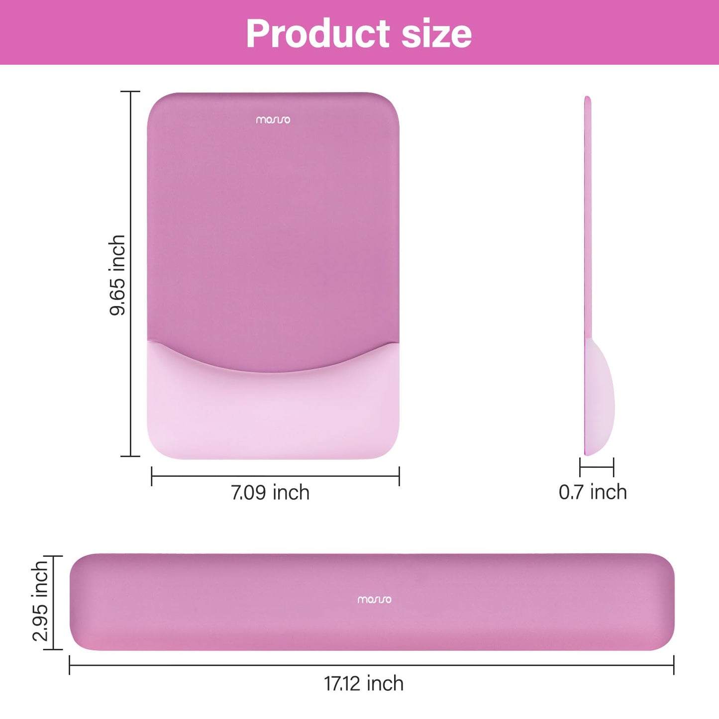 MOSISO Handgelenkstütze für Mauspad&Tastatur Set, Rechteckig Ergonomisch Mauspad Rutschfest Basis Home/Büro Schmerzlinderung&Typing Kissen mit Neopren Cloth&Erhöht Gebogen Memory Schaum,Grün