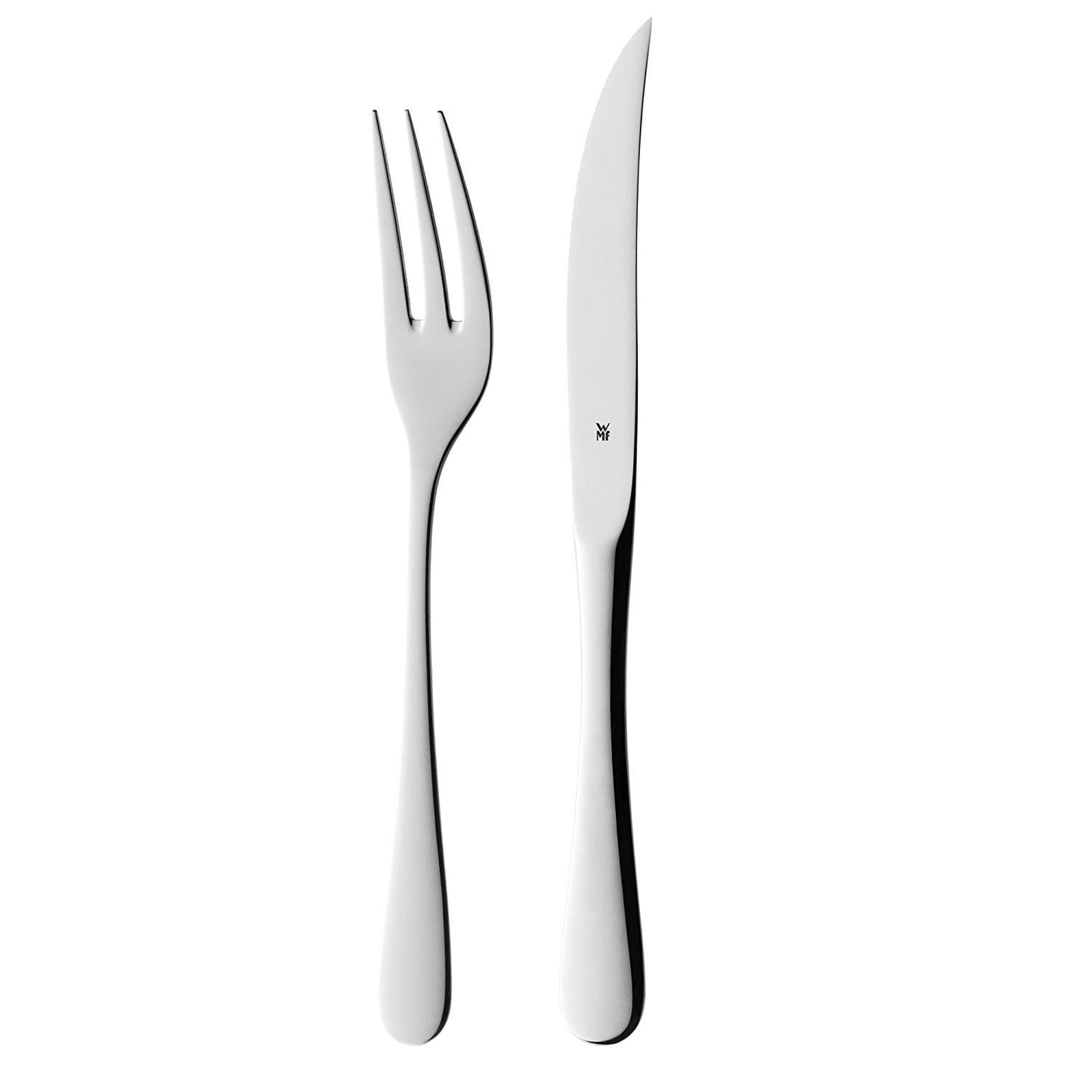 WMF Steakbesteck 12-teilig, Steakbesteck Set für 6 Personen, Steakmesser Set, Steakgabel, Cromargan Edelstahl poliert, Grillbesteck in Holzkiste