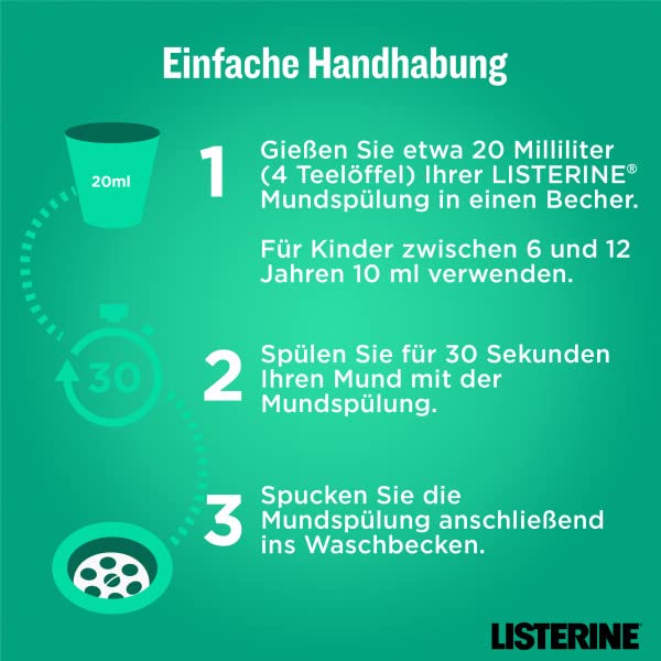 LISTERINE Smart Kidz Mild Berry (500 ml), antibakterielle Kinder Mundspülung ohne Alkohol & ohne Zucker, Mundwasser schützt vor Karies, geeignet für Kinder ab 6 Jahren