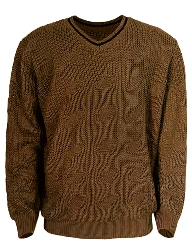 AIEOE Men’s V-Neck Cable Knit Sweater – Long Sleeve Casual Pullover
