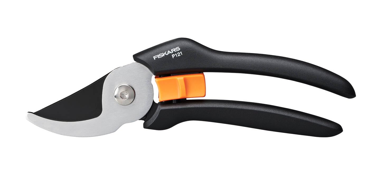 Fiskars Bypass-Gartenschere für frische Äste und Zweige, Antihaftbeschichtet, Hochwertige Stahl-Klingen, Länge: 20 cm, Schwarz/Orange, SingleStep