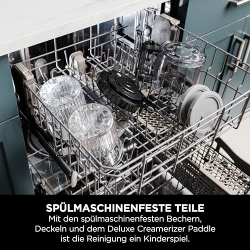 Ninja CREAMi Eismaschine & Dessertmaschine mit 3 Behältern, 7 Programmen, Herstellung von Eis, Gelato, Sorbet, Smoothie-Bowls, Milchshakes und mehr, Schwarz/Silber, 1,4L Eiscreme Kapazität, NC300EU