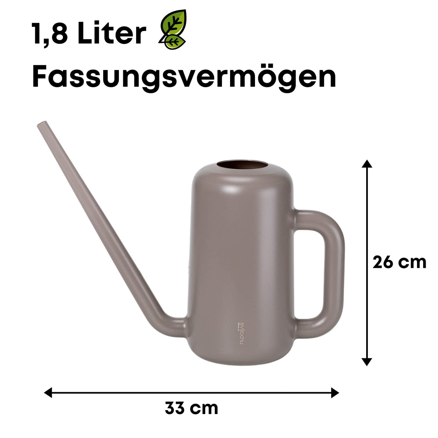 Plastia Gießkanne klein für den Zimmerpflanzen 1,8 L - Blumengießkanne aus recyceltem Kunststoff - Giesskanne mit langem Ausgießer für einfache Bewässerung, Elfenbein