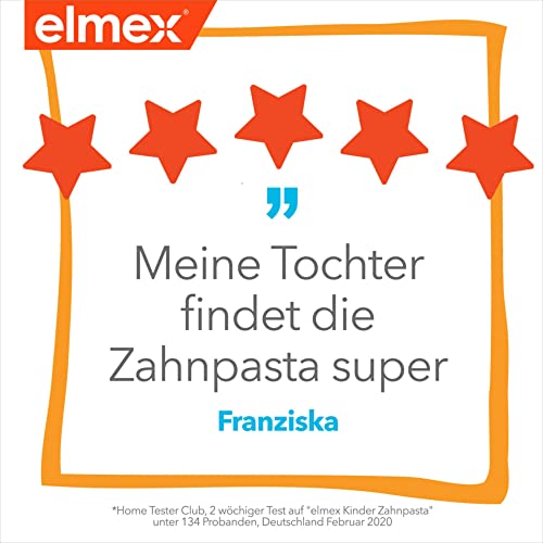 elmex Kinderzahnpasta 2-6 Jahre 50 ml – kindgerechte Zahnreinigung für hochwirksamen Kariesschutz – mit Aminfluorid für einen Dreifach-Schutzmechanismus