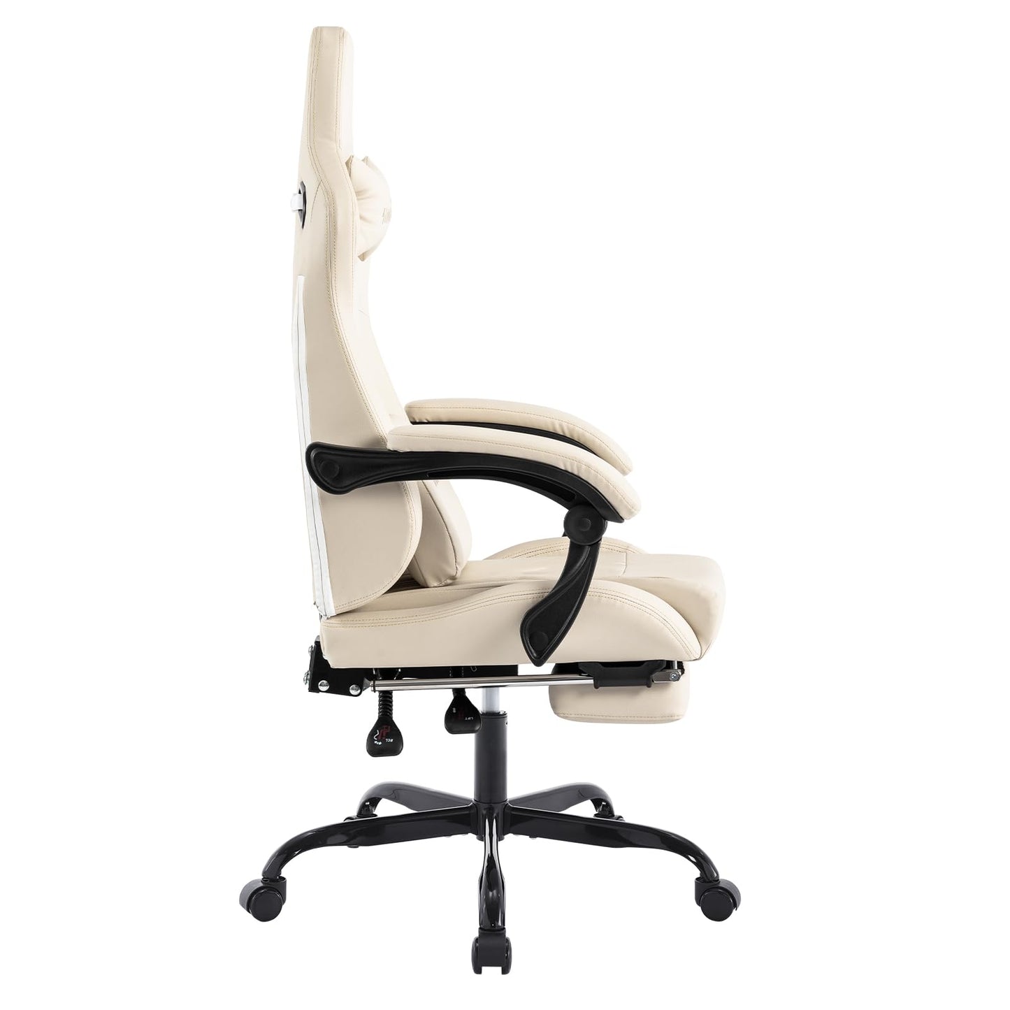SUKIDA Gaming Stuhl Computerstuhl Ergonomischer Gaming Chair mit Fußstütze Bürostuhl Ergonomischer Computerstuhl mit Lendenwirbelstütze Schwarz