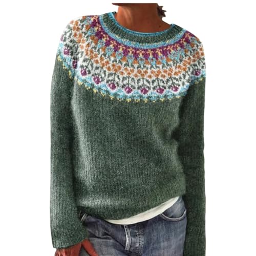 Women’s Norwegian Knit Sweater – Colorful Slim Fit Winter Pullover