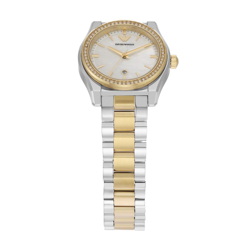 Emporio Armani Damenuhr, Dreizeiger Quarzwerk und 32mm Gehäusegröße mit Edelstahl-, Leder- oder Silikonarmband