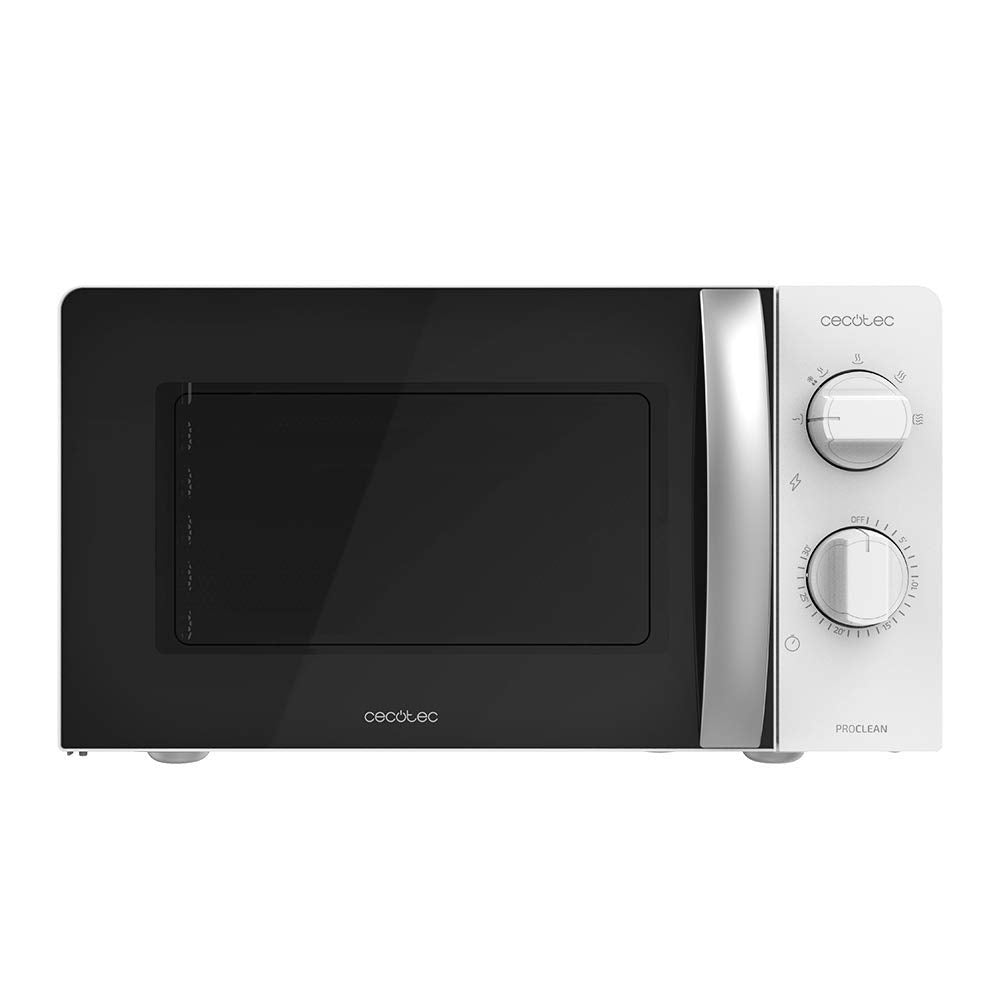 Cecotec Mikrowelle Pro Clean 5110 Inox. 700 W, Grill 800 W, 20 L, Ready 2 Clean, Beschichtung 3D Wave Frontspiegel, 8 Programme,60 Min Timer, LED, Edelstahl In Silber Schwarz