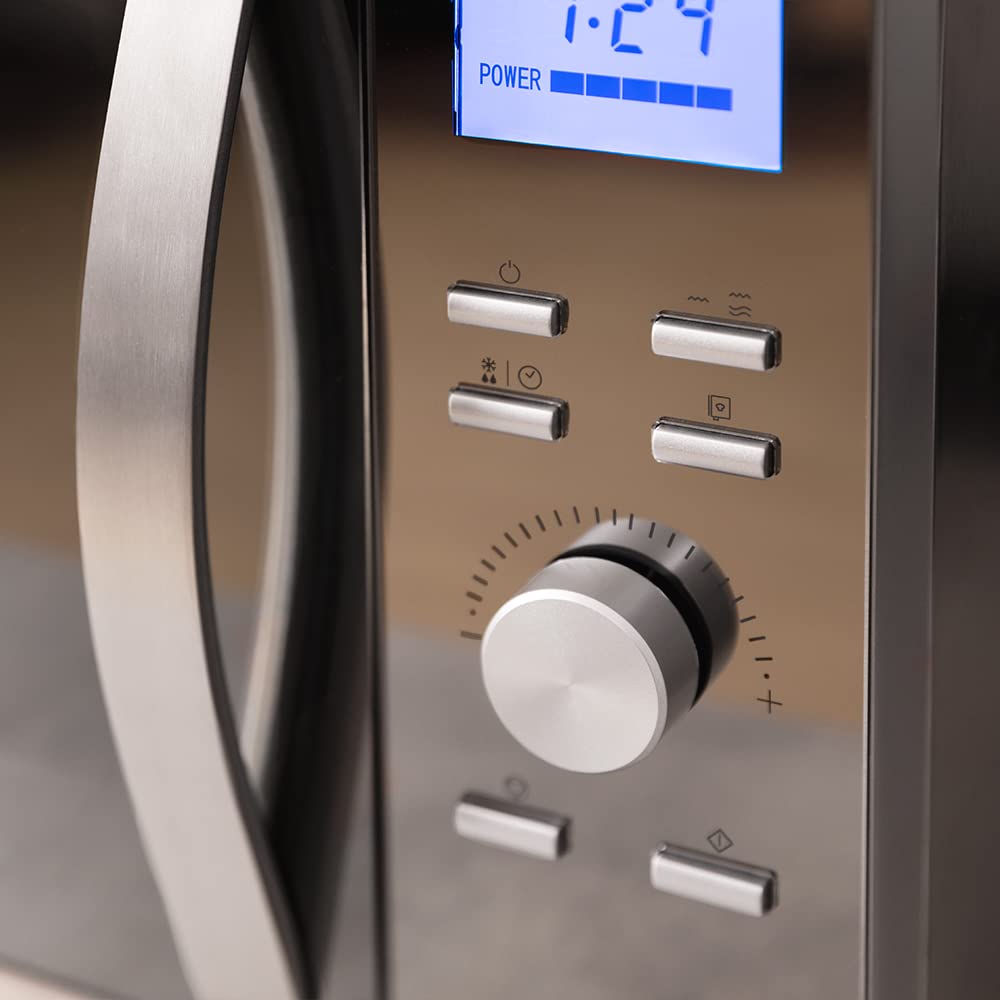 Cecotec Mikrowelle Pro Clean 5110 Inox. 700 W, Grill 800 W, 20 L, Ready 2 Clean, Beschichtung 3D Wave Frontspiegel, 8 Programme,60 Min Timer, LED, Edelstahl In Silber Schwarz
